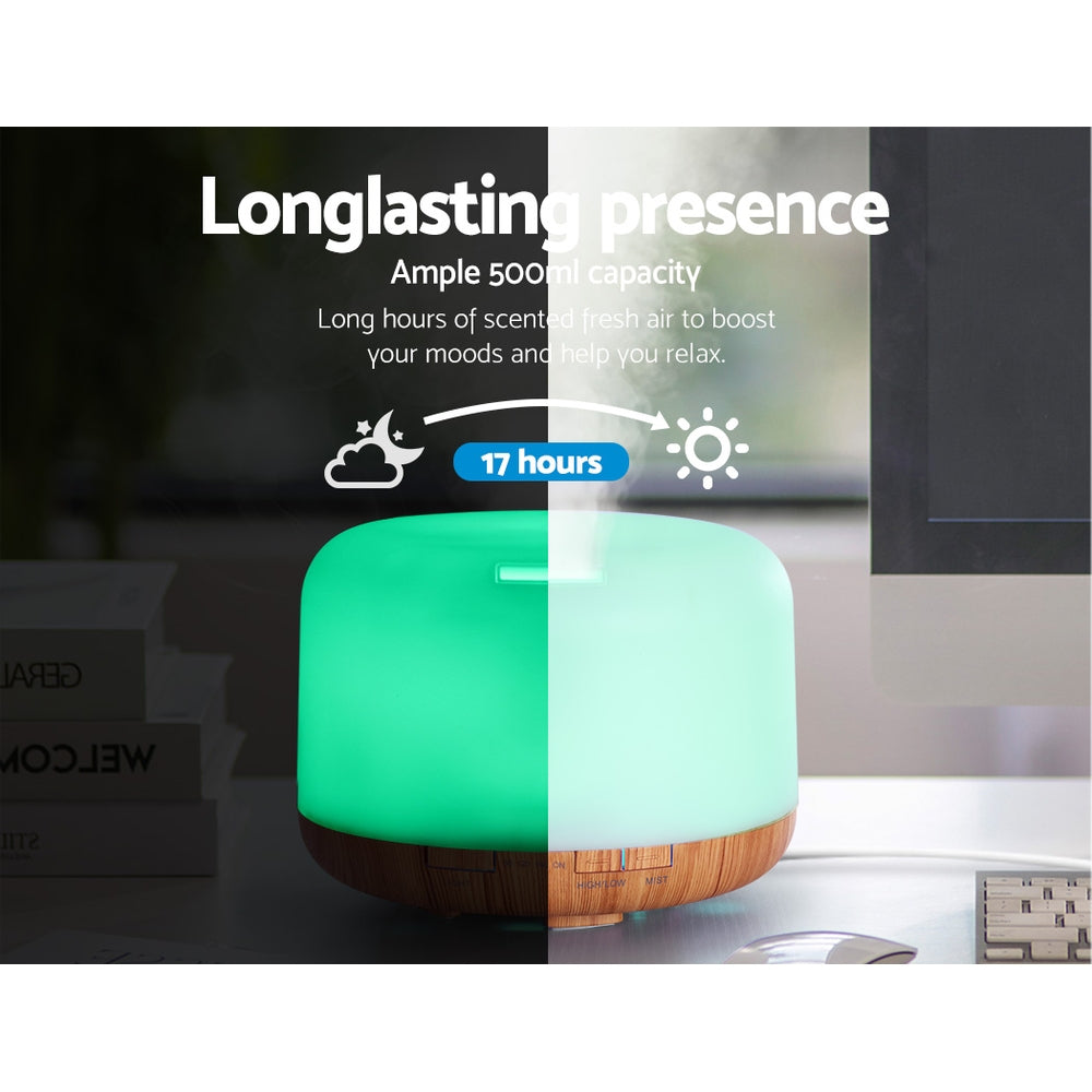 Aromatherapy Oil Diffuser - 2 Brightness Levels | 7 Colour LED Night Light