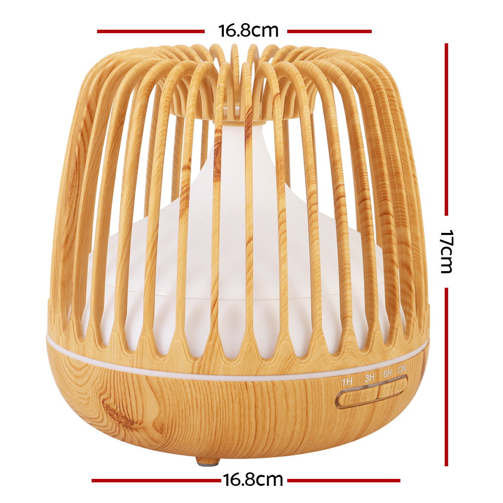 Aromatherapy Oil Diffuser - Light Wood | 7 Colour LED Night Light