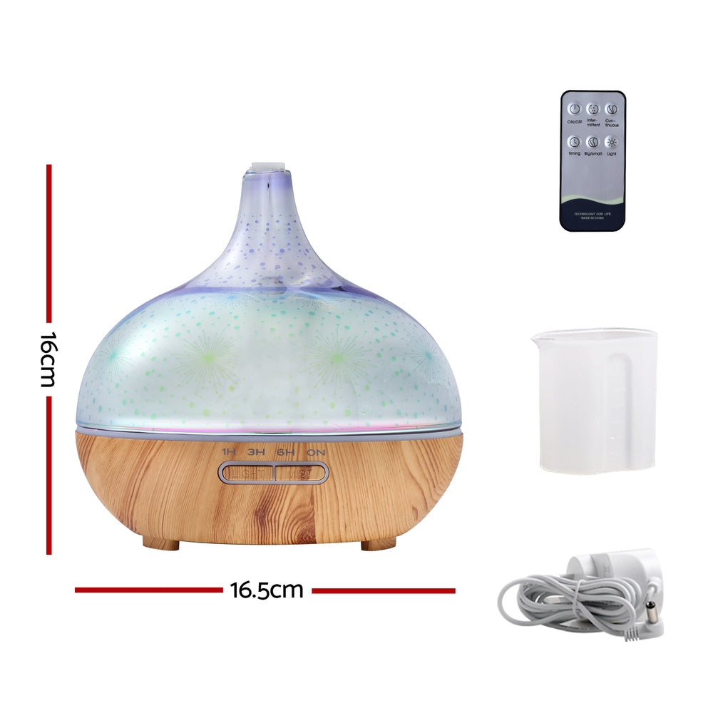 Aromatherapy Oil Diffuser - 3D Glass | 7 Colour LED Night Light