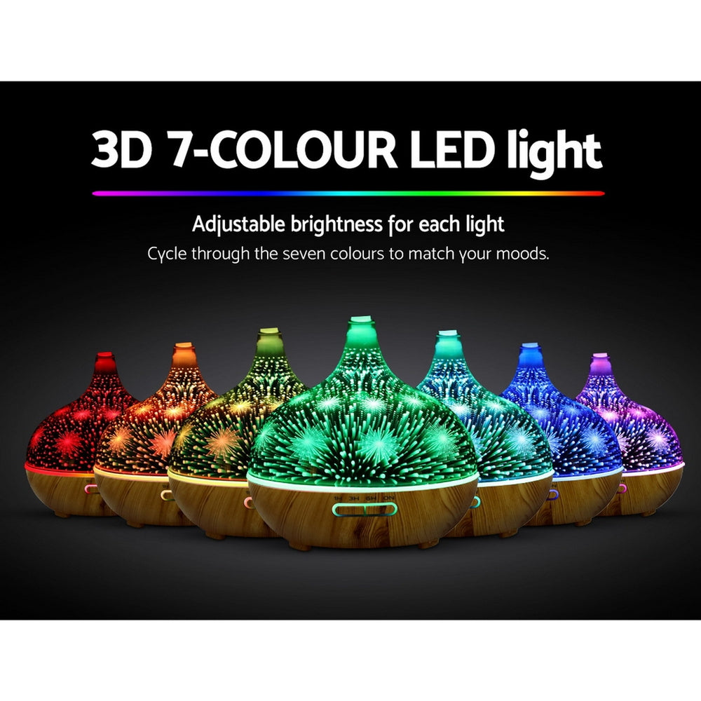 Aromatherapy Oil Diffuser - 3D Glass | 7 Colour LED Night Light