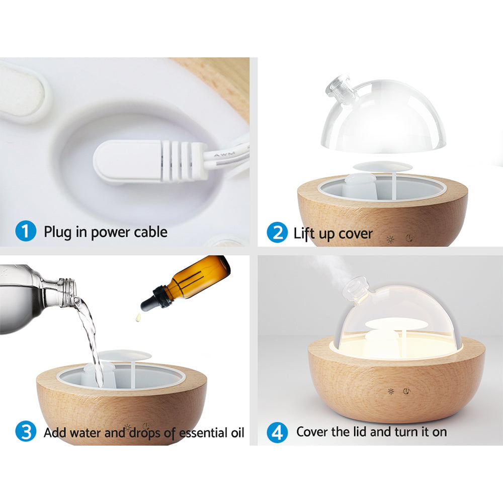 Aromatherapy Oil Diffuser - Glass | 7 Colour LED Night Light