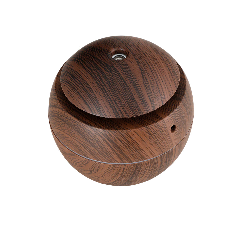 Aromatherapy Oil Diffuser - (Devanti) Dark Wood Ball | 7 Colour LED Night Light