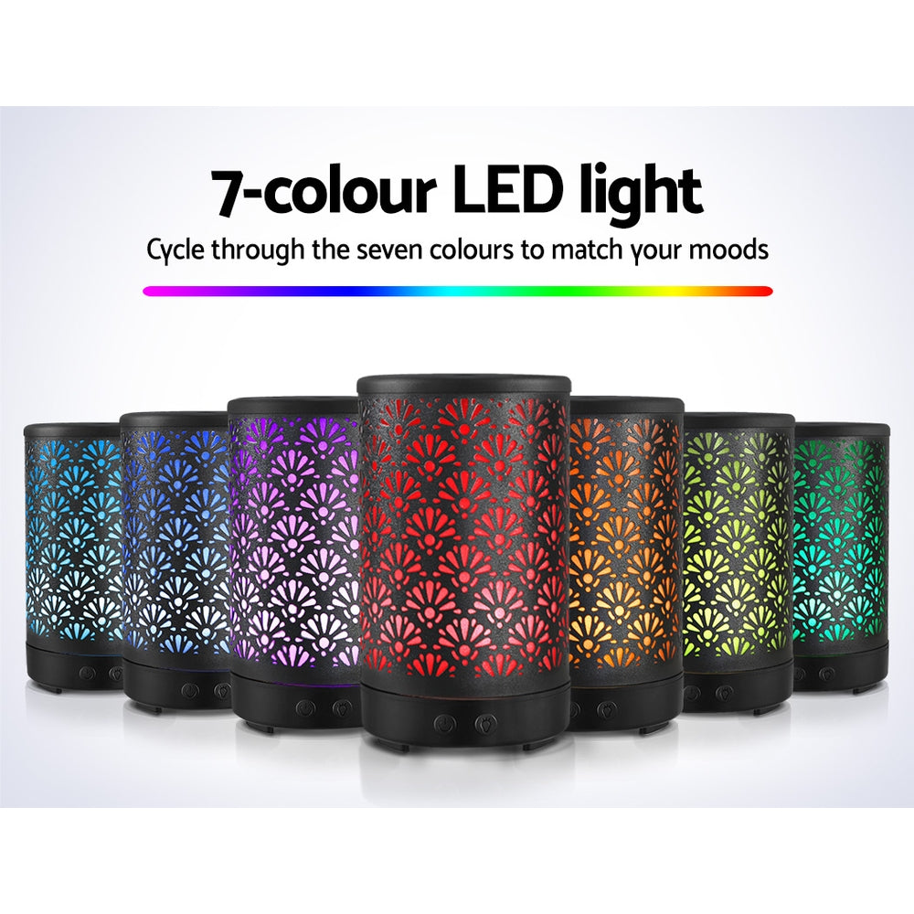 Aromatherapy Oil Diffuser - Black | 7 Colour LED Night Light