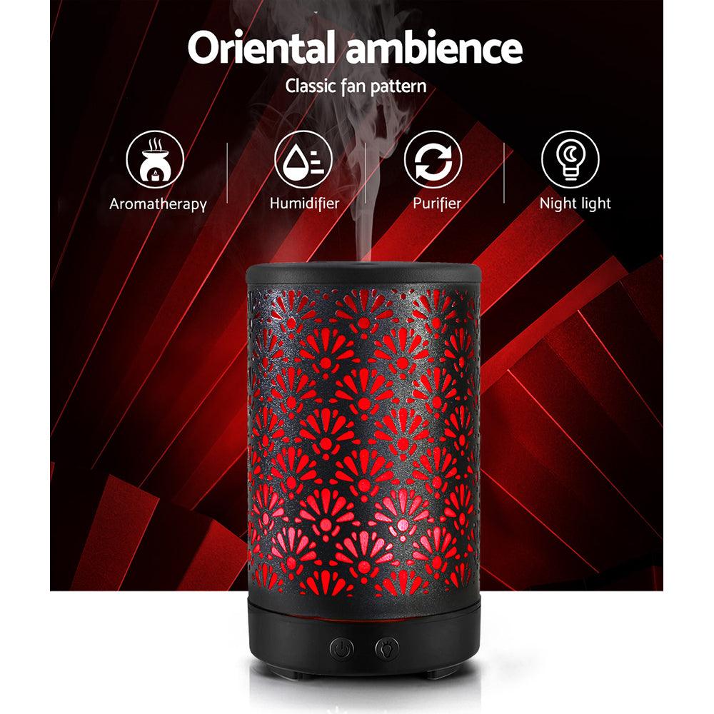 Aromatherapy Oil Diffuser - Black | 7 Colour LED Night Light