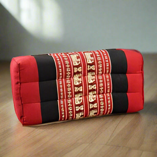 Meditation Cushion | Yoga Block - Red with Elephants