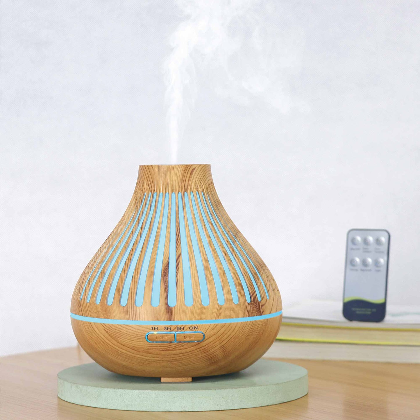 Aromatherapy Oil Diffuser - Light Wood Grain | 7-Colour LED Night Light