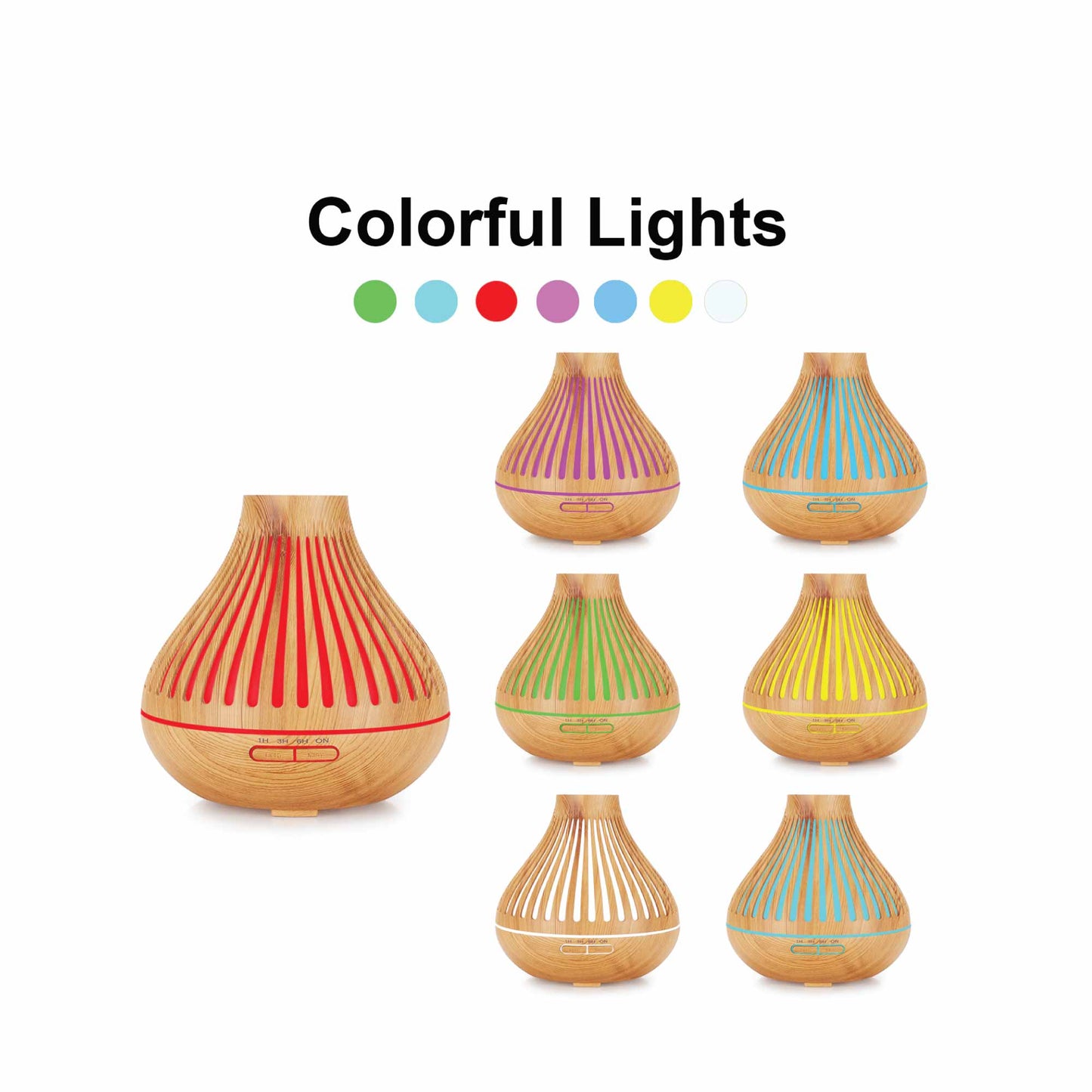 Aromatherapy Oil Diffuser - Light Wood Grain | 7-Colour LED Night Light