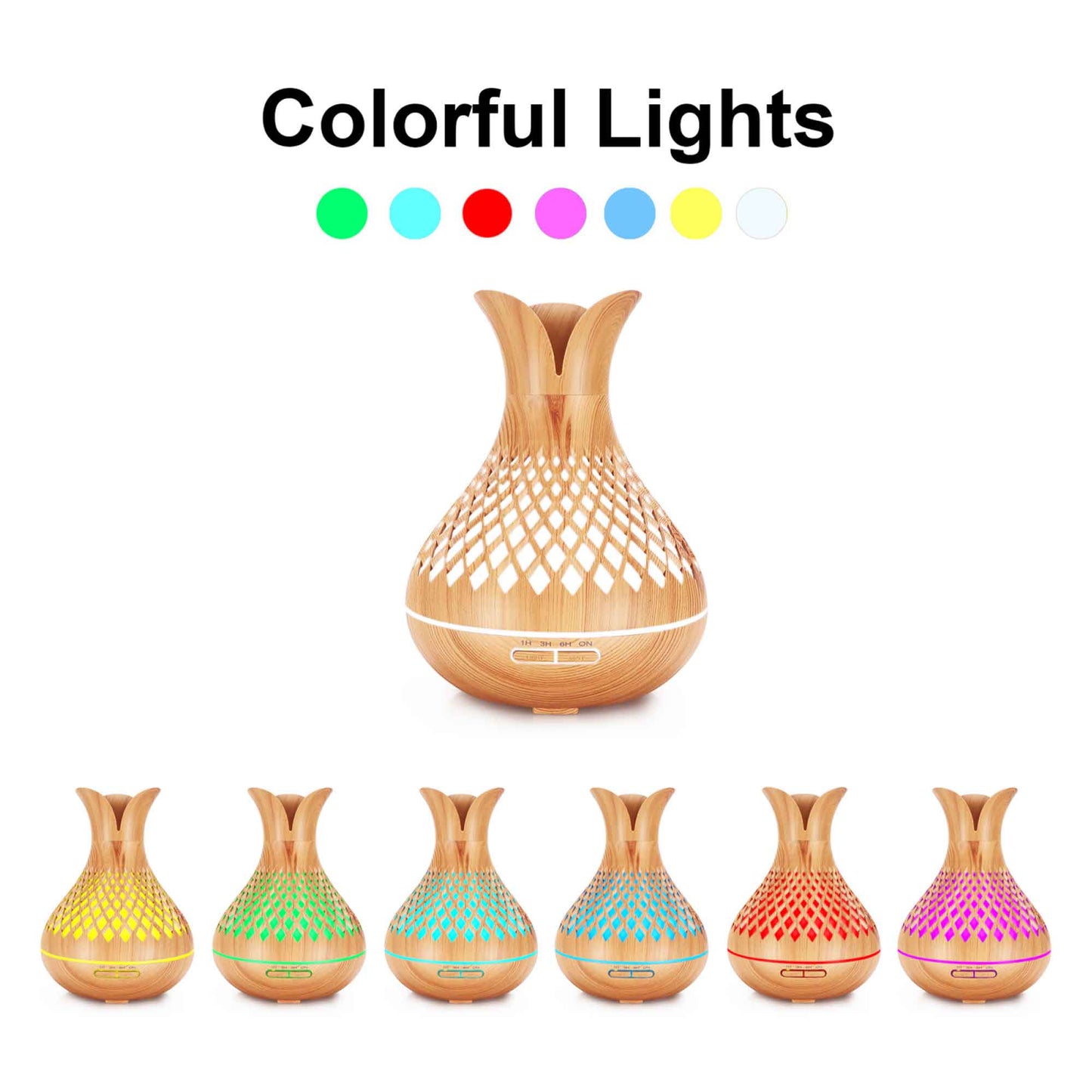 Aromatherapy Oil Diffuser - Vase Design | 7-Colour LED Night Light