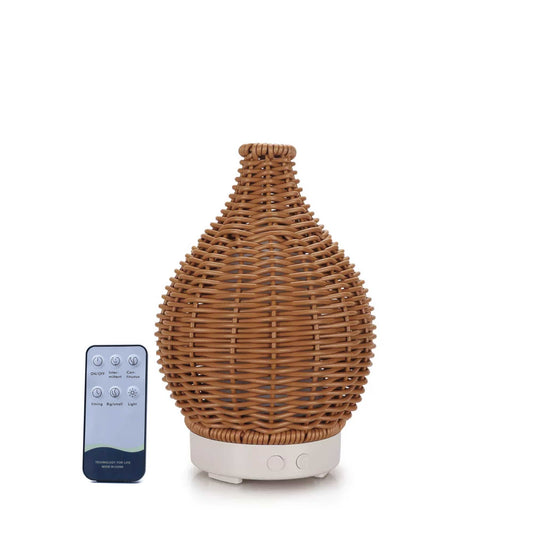 Aromatherapy Oil Diffuser - Rattan | 7-Colour LED Night Light