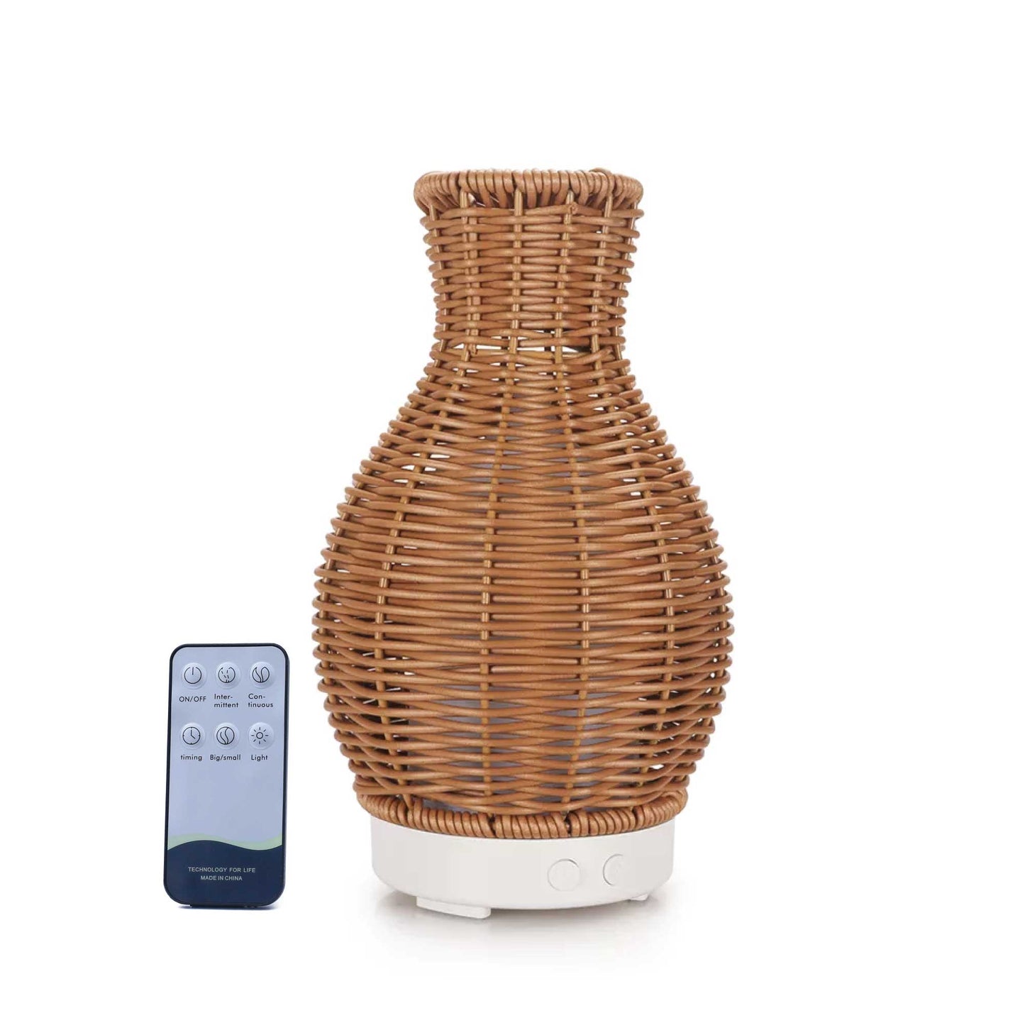 Aromatherapy Oil Diffuser - Rattan Vase | 7-Colour LED Night Light