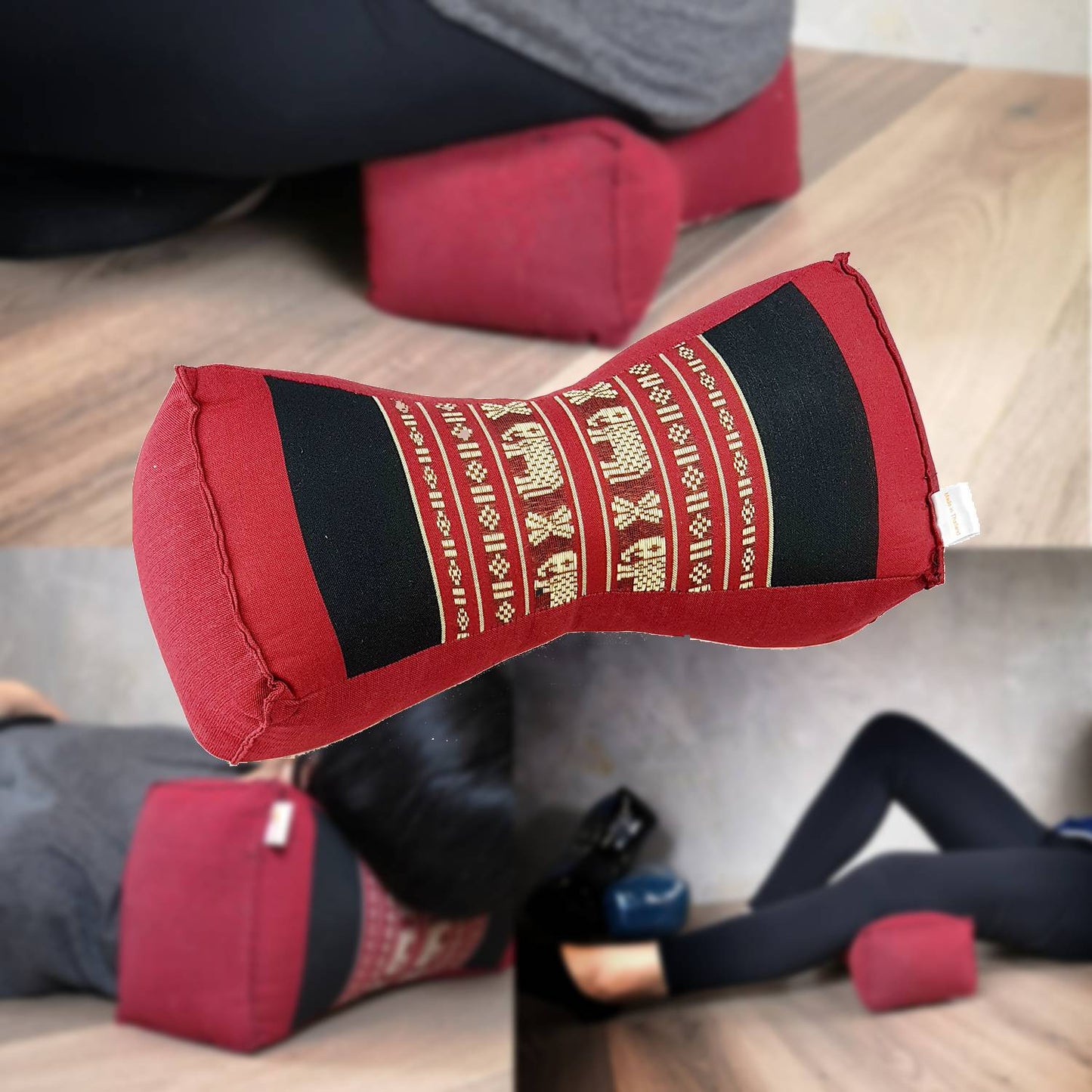 Meditation Cushion, Bone Shaped - Red