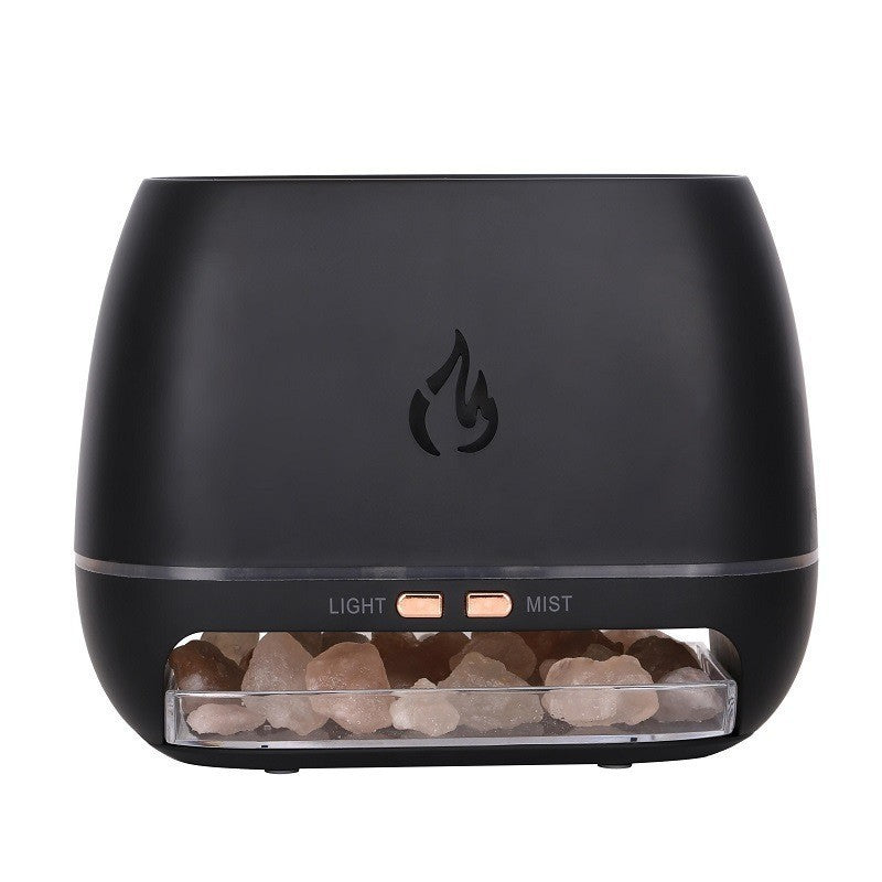 Aromatherapy Oil Diffuser with Flame Effect - Black | 6 Colour LED Night Light