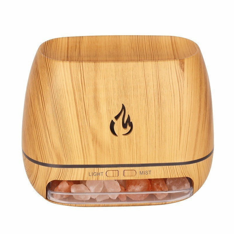 Aromatherapy Oil Diffuser with Flame Effect - Light Wood | 6 Colour LED Night Light